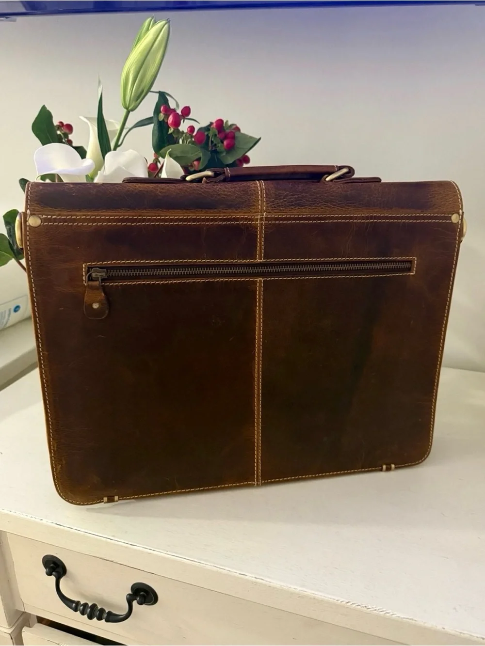 Brown Leather Briefcase - Classic Men's Bag